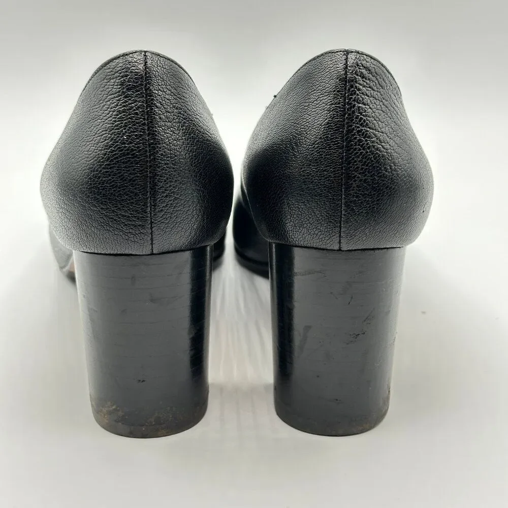 Aquatalia Women's Leather Black Heeled Almond Toe Pumps Size 8.5 - Picture 5 of 9